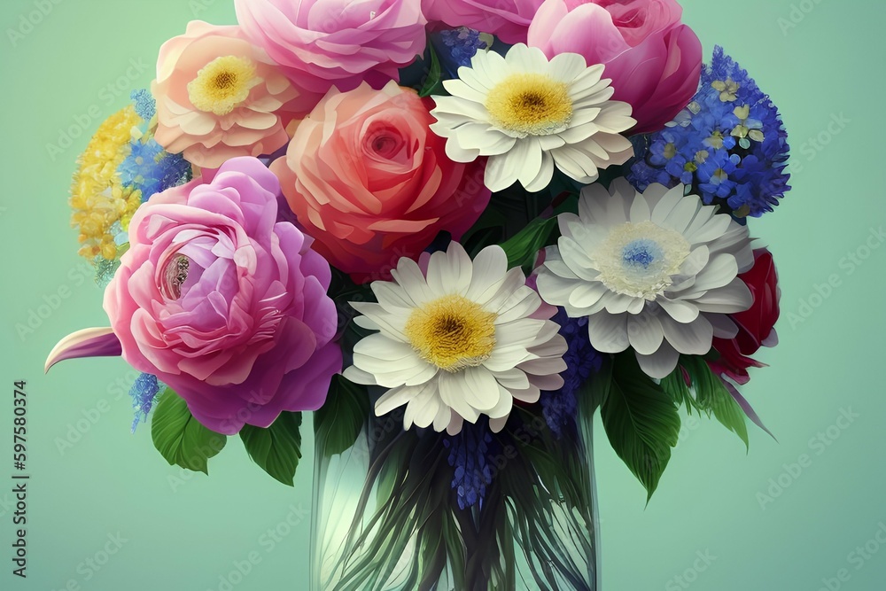 Fototapeta premium Flowers made with paint - generative ai