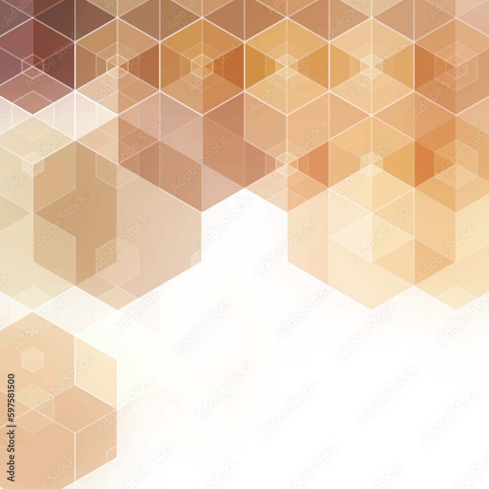 Fototapeta premium Vector beige hexagon pattern. Geometric abstract background with simple hexagonal elements. Medical, technology or science design.
