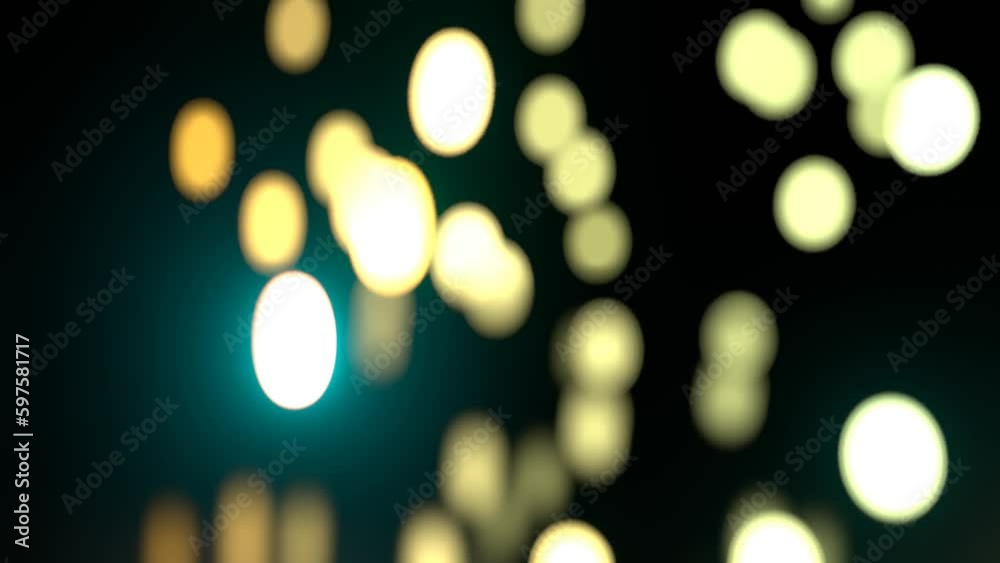 Lichter Bokeh - LED Punkte gelb, weiss, grün. pastell, dynamisch, bewegung, dunkel, nacht
