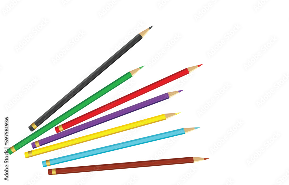 wooden color pencils arranged in bulk on a white isolated background, Drawing colors, multicolors wooden color pencils arranged in bulk on a white isolated background, Drawing colors, multicolors