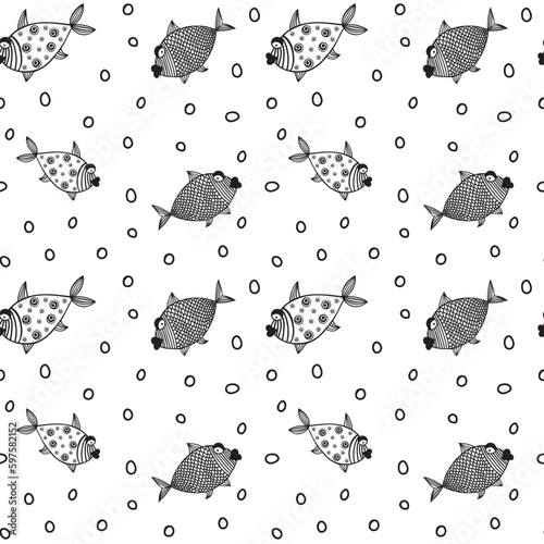 Cute fish. Kids background. Seamless pattern. Can be used in textile industry, paper, background, scrapbooking.