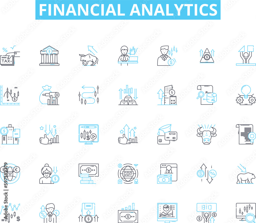 Financial analytics linear icons set. Revenue, Profitability, Forecasting, Budgeting, Optimization, Analysis, Risk line vector and concept signs. Performance,Metrics,Trends outline illustrations Financial analytics linear icons set. Revenue, Profitability, Forecasting, Budgeting, Optimization, Analysis, Risk line vector and concept signs. Performance,Metrics,Trends outline illustrations