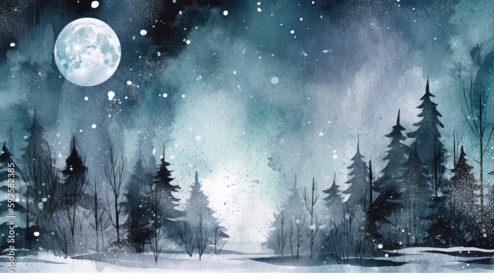 Obraz premium snow scene on a night background Generative AI