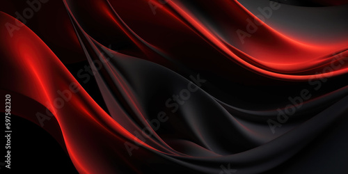 Canvastavla Abstract Background with 3D Wave black and red Gradient Silk Fabric