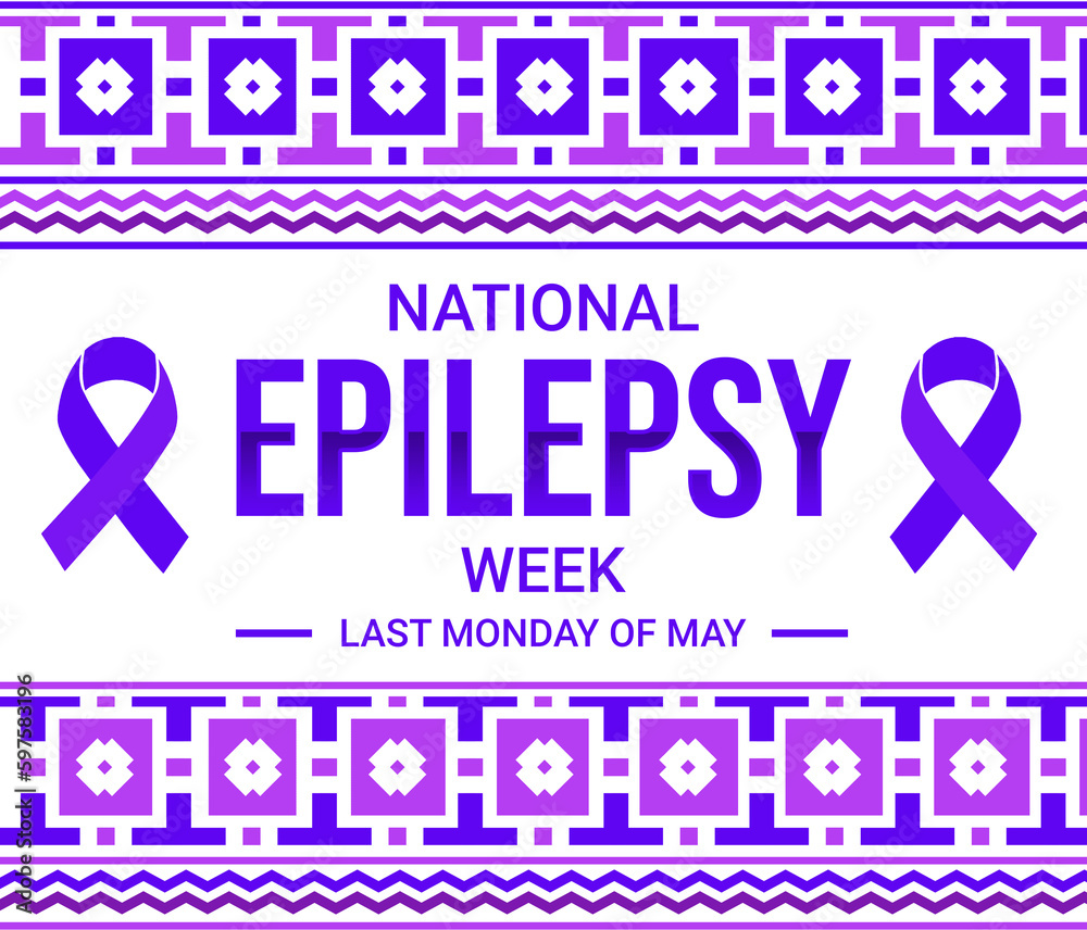 National Epilepsy Week design with ribbon and typography design. First Monday of May is epilepsy awareness week, backdrop