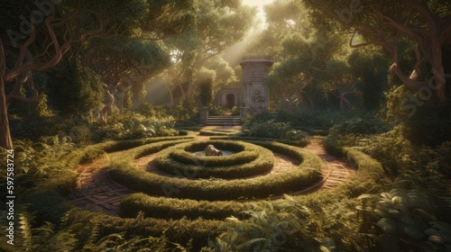 Get Lost in the Stunning Garden Labyrinth  Cinematic  Hyper-Detailed   Insanely Beautiful with Unreal Engine   DOF for a Super-ResolunkX Experience  Generative ai
