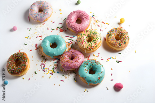 Donuts with colorful icing sugar - AI Technology
