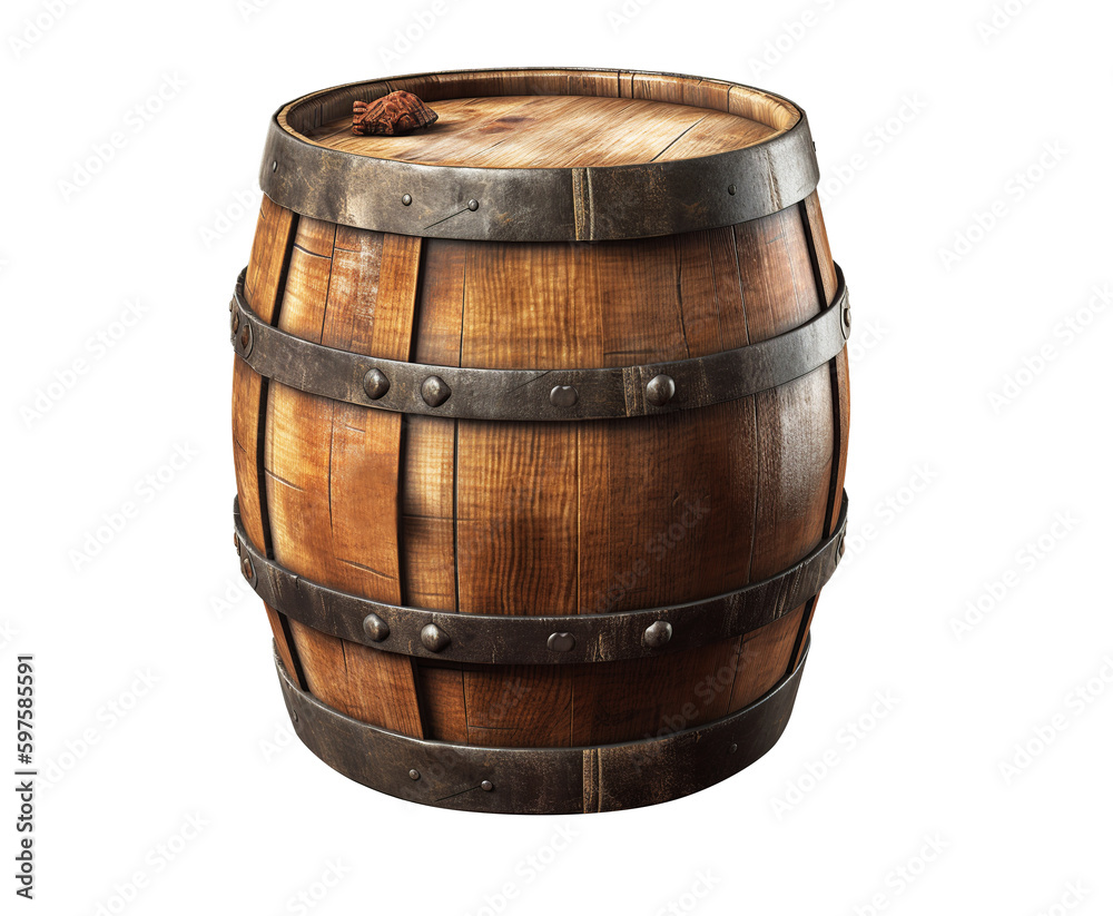 Barrel in transparent background. Generative AI. Barrel in transparent background. Generative AI.