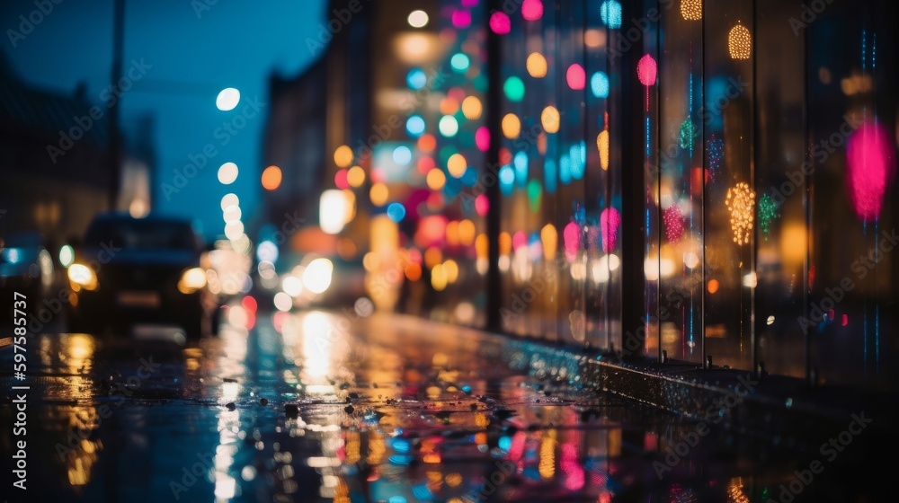 Colorful bokeh lights in the city. Generative ai Colorful bokeh lights in the city. Generative ai