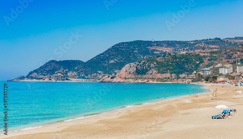 Cleopatra beach in Alanya, Antalya district, Turkey. Tourist beach city