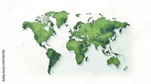 Earth is isolated on white background. World map. Generative ai