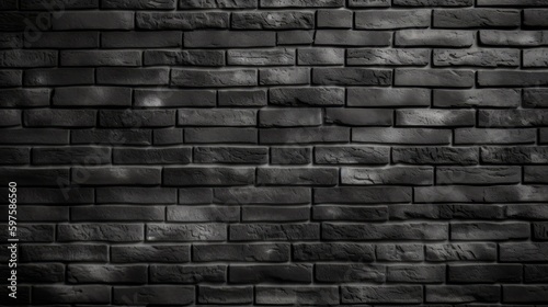 Texture black brick wall background. Generative ai