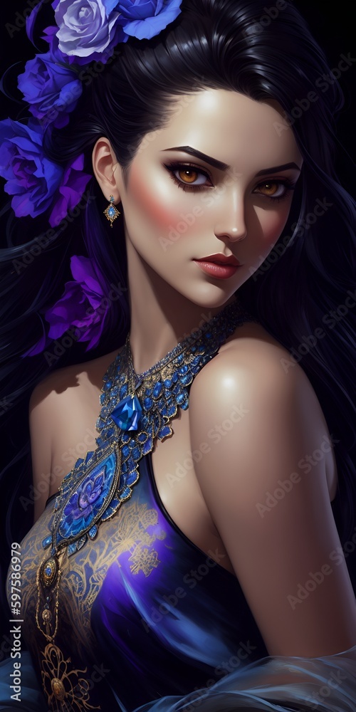 Naklejka premium portrait of a woman with feathers