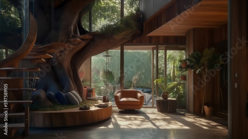 interior in the tree house © Regina