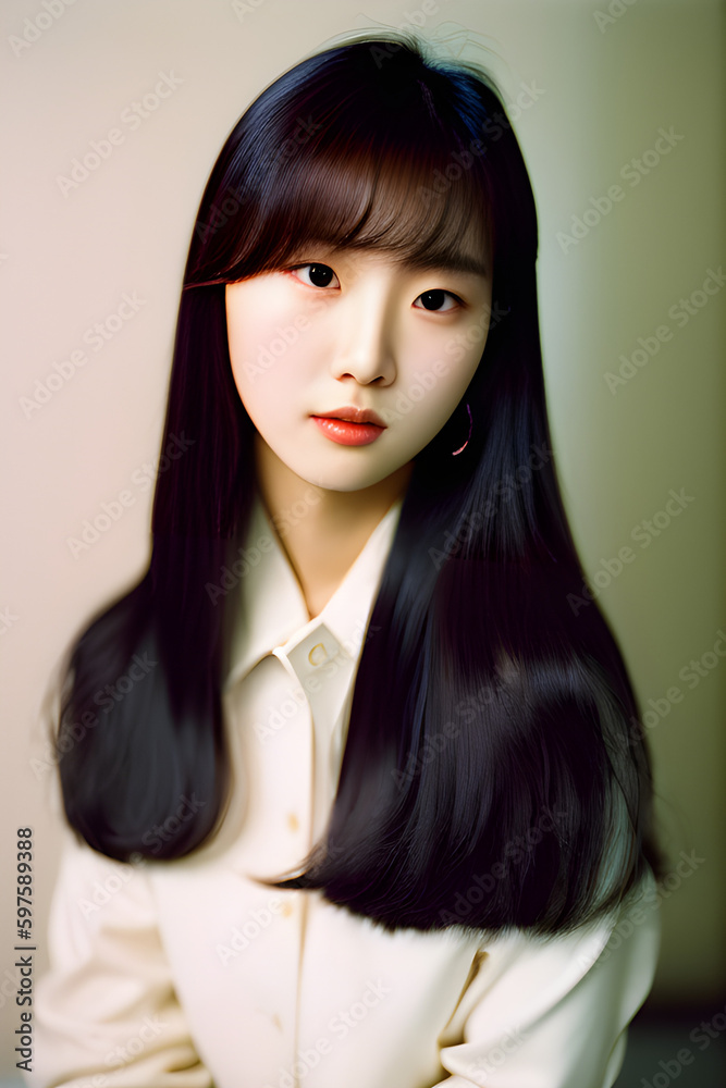 Dark and Mysterious: High Fashion Studio Shot of a Pale-Skinned Korean Model - Generative AI Dark and Mysterious: High Fashion Studio Shot of a Pale-Skinned Korean Model - Generative AI