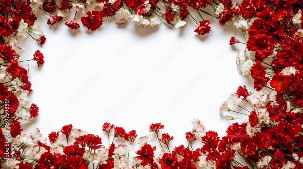 The beautiful floral frame around the perimeter of a rectangle made of small delicate red flowers is an elegant and attractive detail that will add a touch of elegance and freshnes Generative AI The beautiful floral frame around the perimeter of a rectangle made of small delicate red flowers is an elegant and attractive detail that will add a touch of elegance and freshnes Generative AI