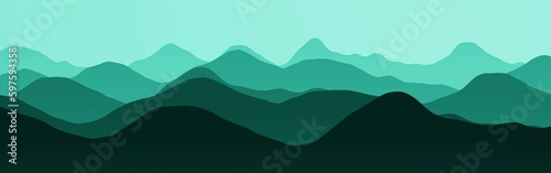 cute panoramic picture of mountains ridges in the fog computer graphics background illustration