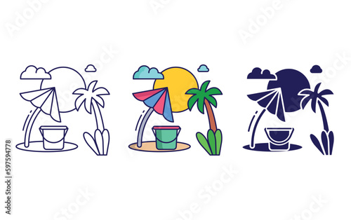 Summer beach vector icon