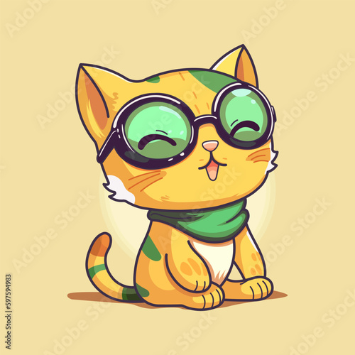 Cute ginger cat with glasses. Good for stickers, t-shirts and postcards