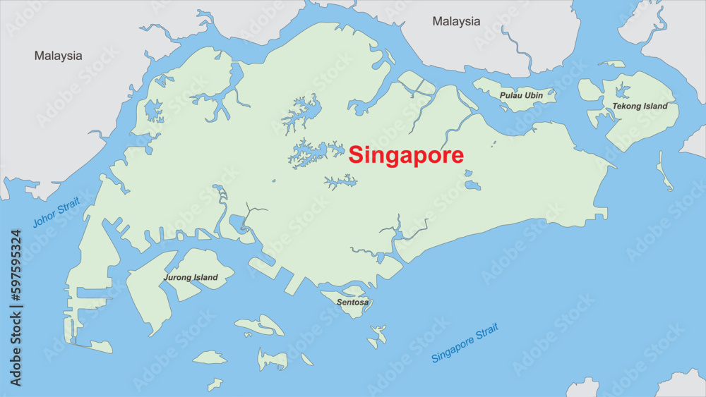Fototapeta premium Republic of Singapore Vector Map