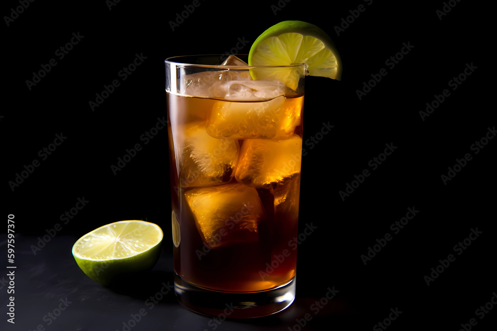 Dark 'n' Stormy - Originated in Bermuda, made with dark rum, ginger beer, and lime juice (Generative AI)