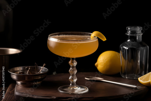 Sidecar - Originated in France, made with cognac, Cointreau, and lemon juice (Generative AI)