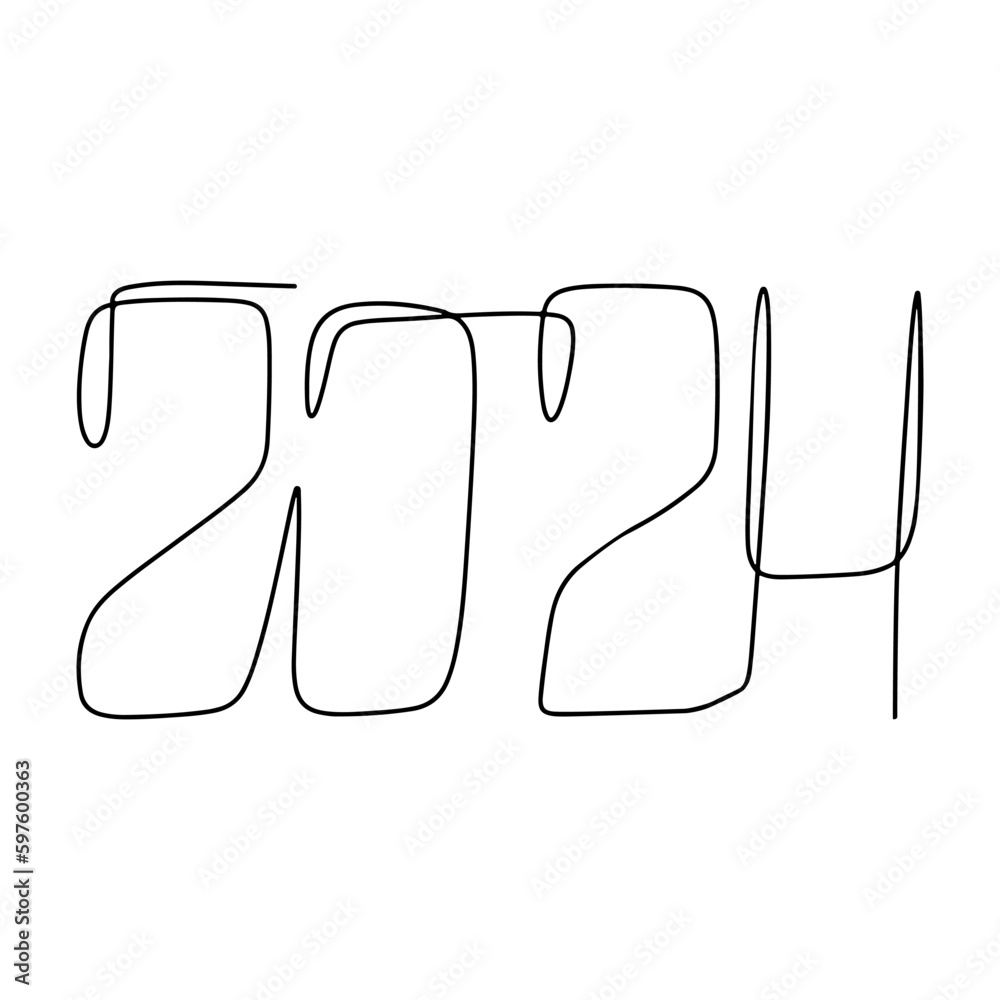 2024 Year In Single Line Style One Continuous Line Drawing Vector   1000 F 597600363 BmP0DYhc9oVdFcyOVrkKNkmNEpBf8EXZ 