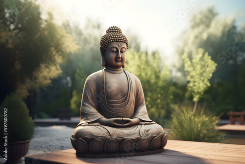 Buddha statue Mediation and zen concept religion yoga spirituality  chakras  generative ai 