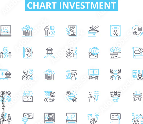 Chart investment linear icons set. Portfolio, Analysis, Return, Volatility, Allocation, Risk, Growth line vector and concept signs. Performance,Diversification,Asset outline illustrations