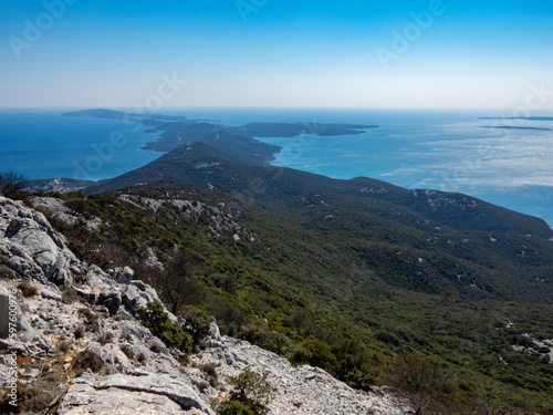 Beautiful views from Osorcica mountain on island Losinj in Croatia. 