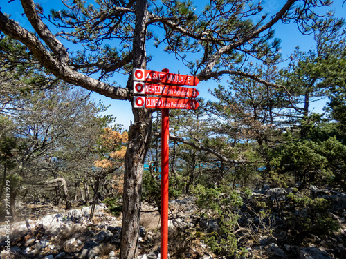 Beautiful views from Osorcica mountain on island Losinj in Croatia. 
