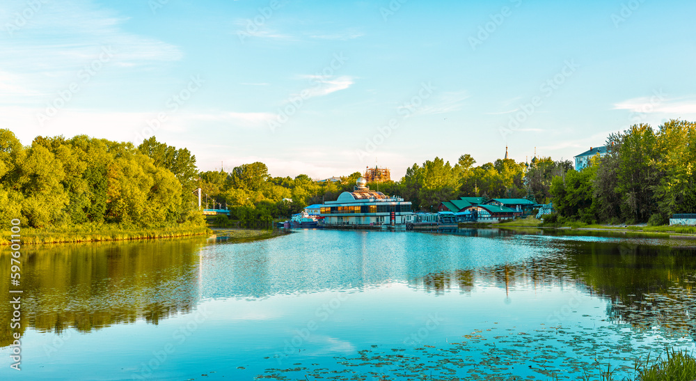 Fototapeta premium Pier on the river Kotorosl in the ancient city of Yaroslavl