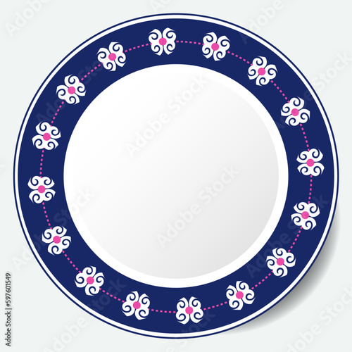 Round Frame, workpiece for your design. Ornamental elements. Вecor for plate, textile and print design. Circle frame. Vector. 