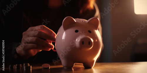 hand with a piggy bank, economy