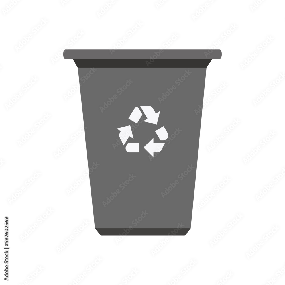 Garbage bin. Colorful trash can with recycling icon. Waste sorting container. Vector illustration Garbage bin. Colorful trash can with recycling icon. Waste sorting container. Vector illustration