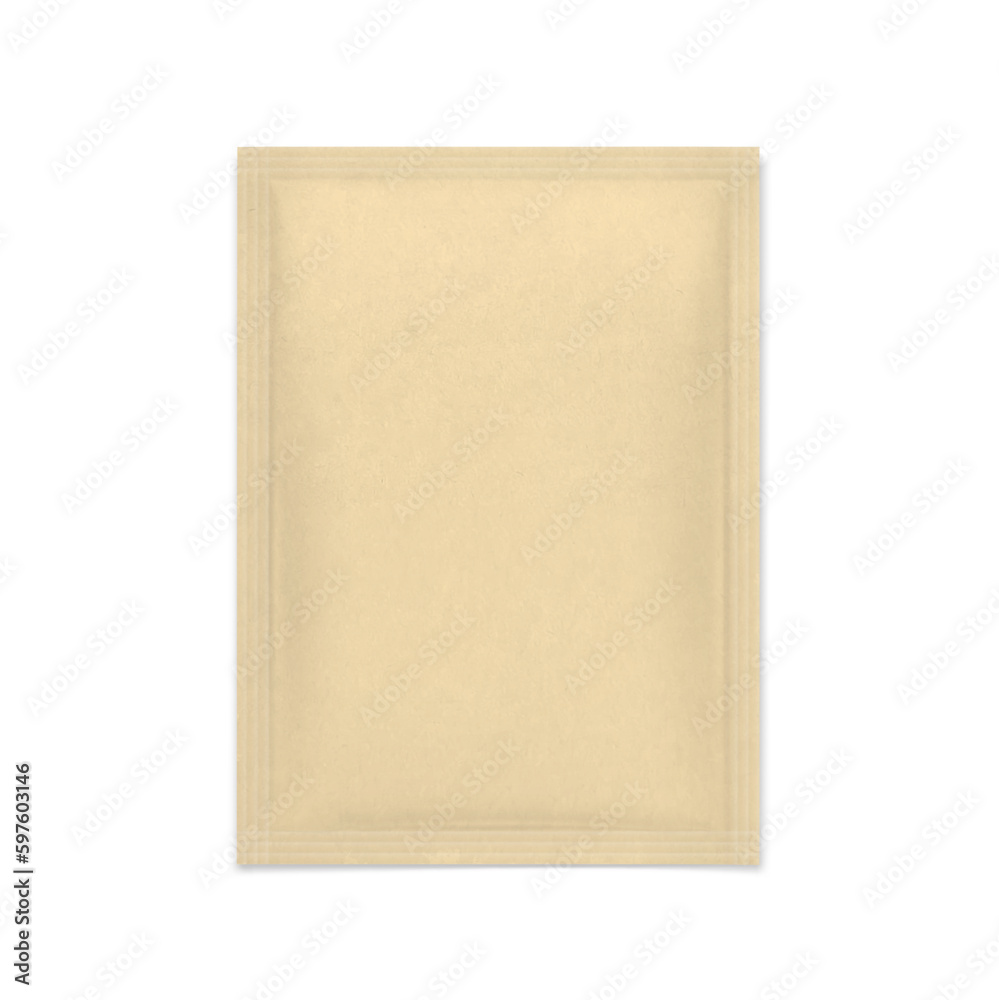 Clean kraft sachet mockup. Vector illustration isolated white background. Perfect for the presentation of your product. EPS10. Clean kraft sachet mockup. Vector illustration isolated white background. Perfect for the presentation of your product. EPS10.