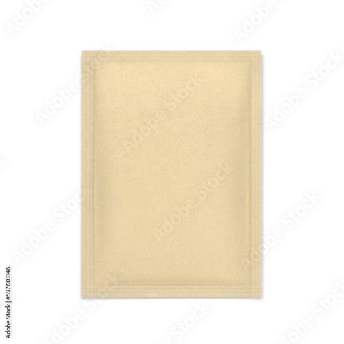 Clean kraft sachet mockup. Vector illustration isolated white background. Perfect for the presentation of your product. EPS10.
