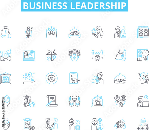 Business Leadership linear icons set. Visionary, Decisive, Innovative, Strategic, Motivating, Inspirational, Adaptability line vector and concept signs. Confidence,Accountability,Integrity outline
