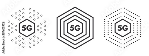 Futuristic cellular network. 5G network wireless technology icons. Superfast 5G cellular. Vector scalable graphics