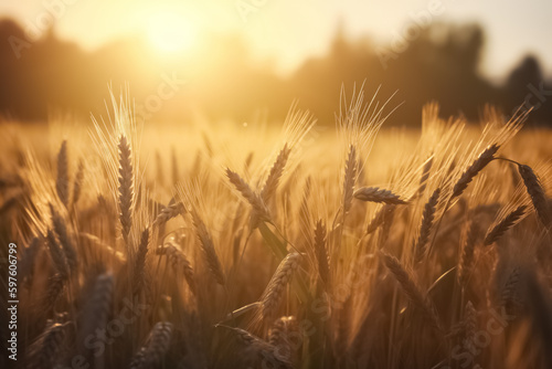 Organic golden ripe ears of oats in field. Ripe ears of oats in a field. Agricultural concept. 