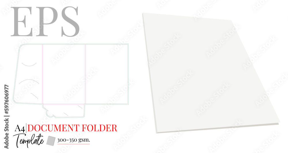 Document Folder Template, Gusset Folder A4. Vector with die cut, laser ...