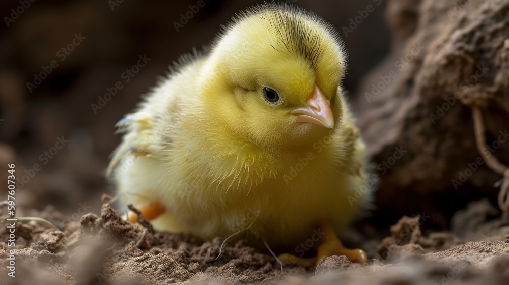 Little cute chick close up in nature Little cute chick close up in nature