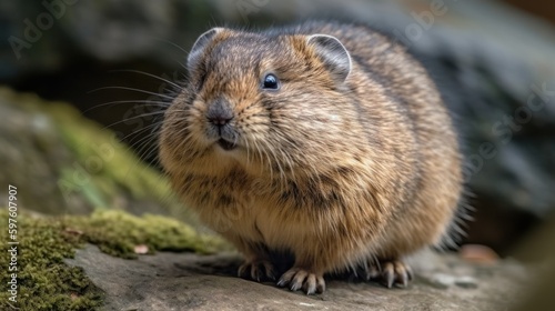 Cute mammal with a busy tail and round chubby cheek