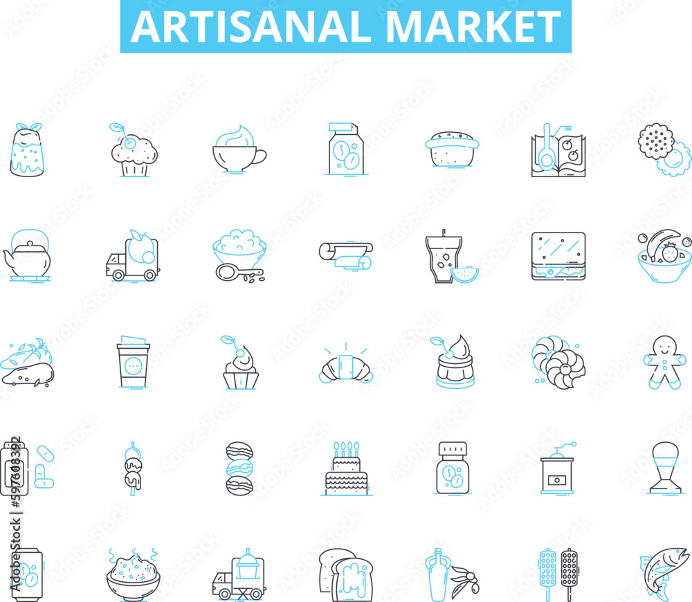 Artisanal market linear icons set. Handcrafted, Local, Unique, Authentic, Artisan, Homemade, Natural line vector and concept signs. Sustainable,Organic,Traditional outline illustrations Artisanal market linear icons set. Handcrafted, Local, Unique, Authentic, Artisan, Homemade, Natural line vector and concept signs. Sustainable,Organic,Traditional outline illustrations