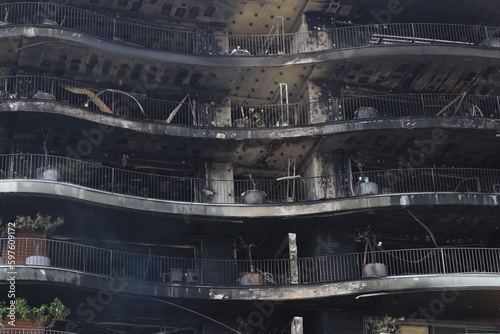 Apartment fire in Izmir photo