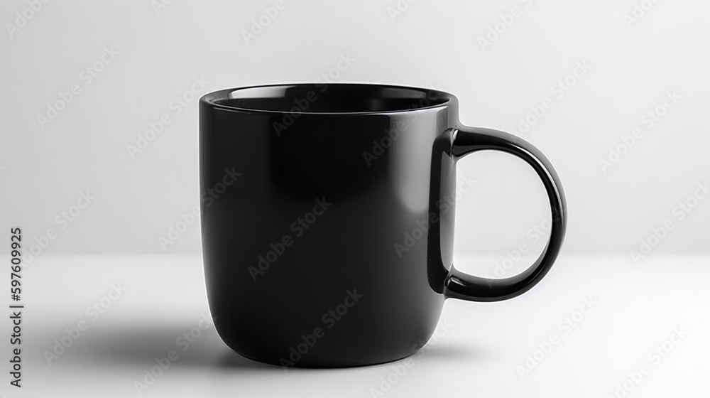 Black Mugs. cup Mockup isolated on white background, Generative Ai. Black Mugs. cup Mockup isolated on white background, Generative Ai.