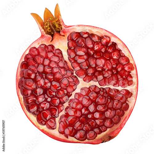 pomegranate isolated on white background, full depth of field