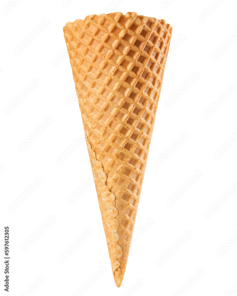 Empty ice cream cone, isolated on white background, full depth of field Empty ice cream cone, isolated on white background, full depth of field
