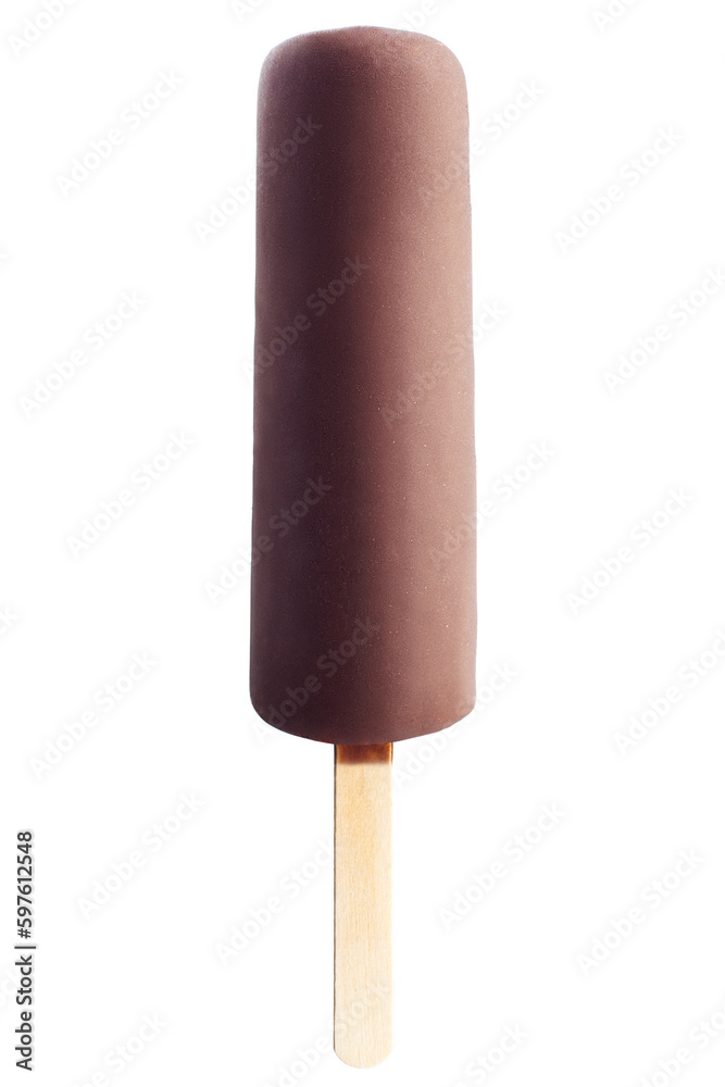 ice cream covered with chocolate, isolated on white background ice cream covered with chocolate, isolated on white background