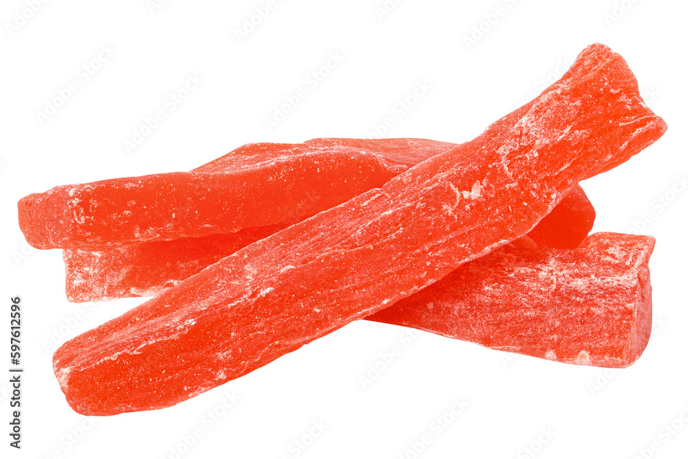 Dried papaya, isolated on white background, full depth of field Dried papaya, isolated on white background, full depth of field